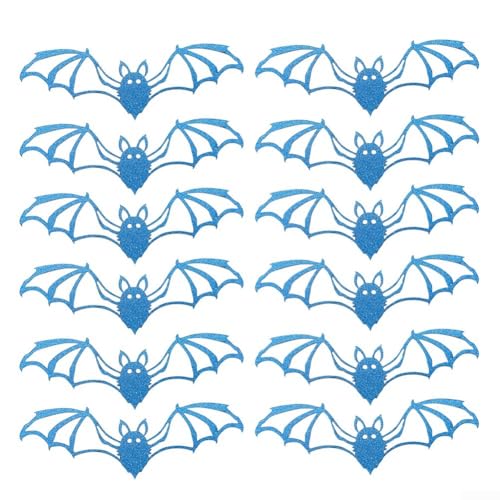 FACAIIO 12 x 3D-PVC-Halloween-Fledermaus-Wandaufkleber, selbstklebende fliegende Fledermaus-Aufkleber für Spukhaus-Party-Dekoration (blau) von FACAIIO