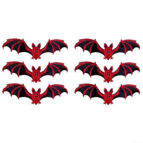 FACAIIO 12 x 3D-PVC-Halloween-Fledermaus-Wandaufkleber, selbstklebende fliegende Fledermaus-Aufkleber für Spukhaus-Party-Dekoration (rot) von FACAIIO