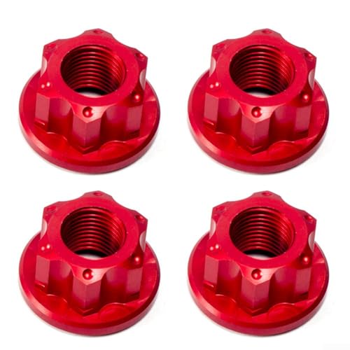 FACAIIO 4 Stück M10 Spurradmuttern 7075 Aluminium Achsschrauben für feste Getriebe Road Mountain Faltrad Hinterradnabe (rot) von FACAIIO