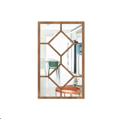 FACAIIO Acryl-Spiegel-Wandaufkleber mit Holzrahmen, rechteckig, 44 x 26 cm, Kunstfenster, Design für Wohnzimmer oder Schlafzimmer FACAIIO Acryl-Spiegel-Wandaufkleber mit Holzrahmen, rechteckig, 44 x 26 cm, Kunstfenster, Design für Wohnzimmer oder Schlafzimmer von FACAIIO