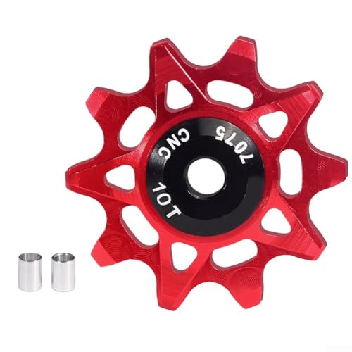 FACAIIO Aluminium-Fahrrad-Schaltwerk-Riemenscheibe, 10T Führungslagerrad mit Buchsen für 6–12-Gang-System (10T rot) von FACAIIO
