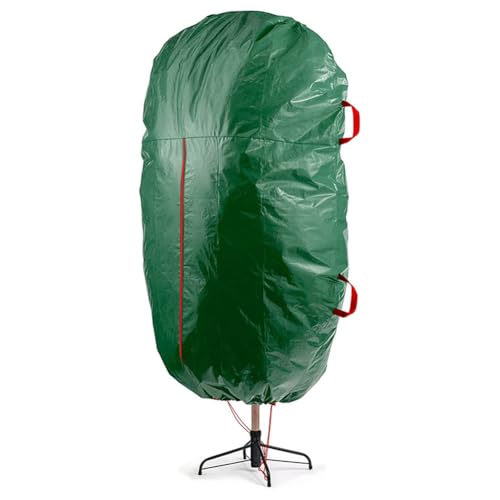 FACAIIO Aufrechte Weihnachtsbaum-Aufbewahrungstasche für künstliche oder Formschnittbäume bis zu 2,1 m, robuster PE-Staubschutz mit Griffen und Kordelzug, Grün/Rot FACAIIO Aufrechte Weihnachtsbaum-Aufbewahrungstasche für künstliche oder Formschnittbäume bis zu 2,1 m, robuster PE-Staubschutz mit Griffen und Kordelzug, Grün/Rot von FACAIIO