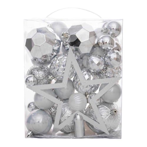 FACAIIO Galvanisiertes Weihnachtskugel-Ornament-Set mit Baumspitzenstern für Weihnachtsbaum, Kranz und Heimdekoration, 50 Stück von FACAIIO