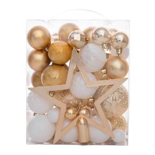 FACAIIO Galvanisiertes Weihnachtskugel-Ornament-Set mit Baumspitzenstern für Weihnachtsbaum, Kranz und Heimdekoration, 50 Stück FACAIIO Galvanisiertes Weihnachtskugel-Ornament-Set mit Baumspitzenstern für Weihnachtsbaum, Kranz und Heimdekoration, 50 Stück von FACAIIO