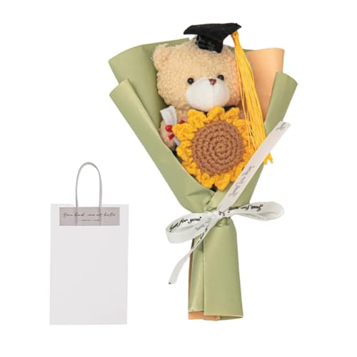 FACAIIO Häkelstrauß mit süßem Bär, künstliche Blumen für Hochzeit, Abschlussfeier, Party, Dekoration und Geschenk von FACAIIO