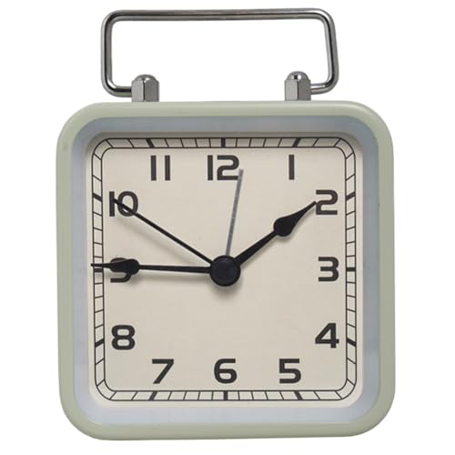 FACAIIO Kleiner quadratischer Metallwecker mit leuchtendem Quarz-Zifferblatt und leisem nicht tickendem Design für Schlafzimmer, Schreibtisch oder Nachttisch von FACAIIO