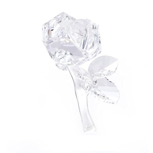 FACAIIO Kristall Rose Ornament Dekofigur Simulierte Rose Statue für Zuhause Tischdekoration Valentinstag Geschenk für Frau Freundin Weiß von FACAIIO