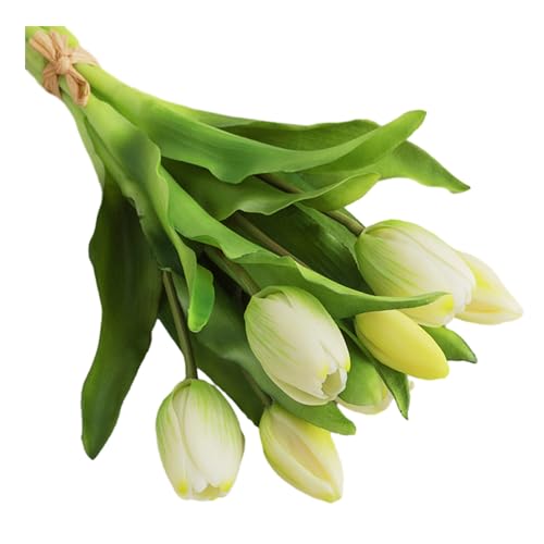 FACAIIO Künstliche Tulpen, 7 Stiele, fühlen sich echt an, PU-Blumen, künstlicher Tulpenstrauß für Hochzeit, Party, Zuhause, Tischdekoration von FACAIIO