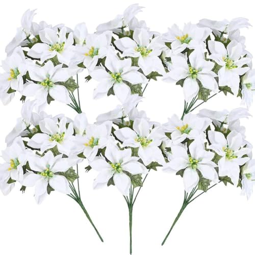 FACAIIO Künstliche Weihnachtssterne mit 7 Köpfen, Kunstseide, Blumenstiele für Blumensträuße, Kranz, Baum und Ferienhausdekoration FACAIIO Künstliche Weihnachtssterne mit 7 Köpfen, Kunstseide, Blumenstiele für Blumensträuße, Kranz, Baum und Ferienhausdekoration von FACAIIO