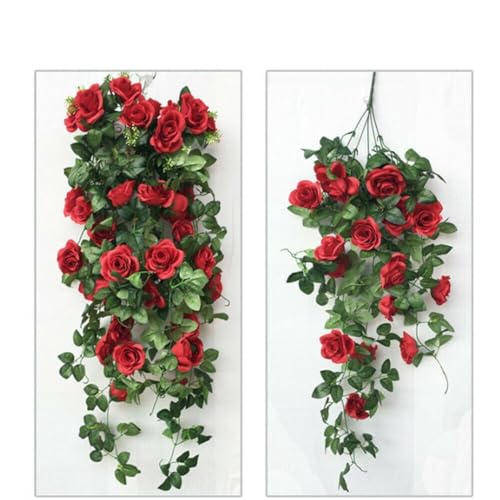 FACAIIO Künstliche hängende Rosenranke, 90 cm, Seide mit 15–18 Blüten, für drinnen und draußen, Haus, Garten, Hochzeit, Dekoration, Weiß FACAIIO Künstliche hängende Rosenranke, 90 cm, Seide mit 15–18 Blüten, für drinnen und draußen, Haus, Garten, Hochzeit, Dekoration, Weiß von FACAIIO