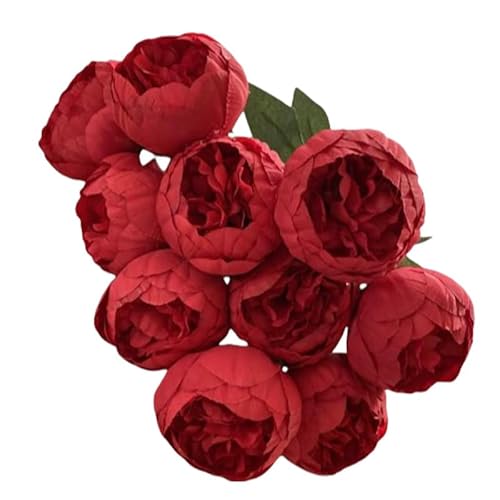 FACAIIO Künstlicher Blumenstrauß aus Seide, 10 Köpfe, für Hochzeitsarrangements und Heimdekoration, Rot Weiß Rosig FACAIIO Künstlicher Blumenstrauß aus Seide, 10 Köpfe, für Hochzeitsarrangements und Heimdekoration, Rot Weiß Rosig von FACAIIO
