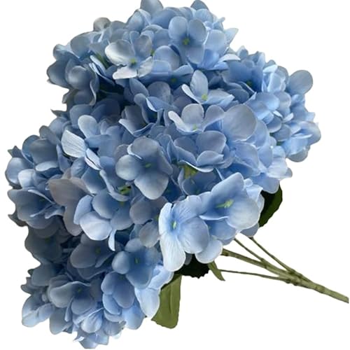 FACAIIO Künstlicher Blumenstrauß aus Seide, 5 Köpfe, für Hochzeitsdekoration und Heimdekoration, Weiß Hellblau, 50 cm lang von FACAIIO