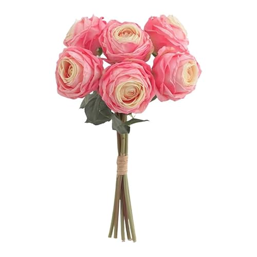 FACAIIO Künstlicher Blumenstrauß aus Seide mit 6 Köpfen, für Hochzeitszeremonie und Heimdekoration, Weiß Rosy Purple FACAIIO Künstlicher Blumenstrauß aus Seide mit 6 Köpfen, für Hochzeitszeremonie und Heimdekoration, Weiß Rosy Purple von FACAIIO