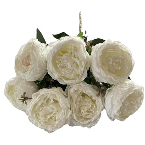 FACAIIO Künstlicher Blumenstrauß mit 7 Blütenköpfen, Seidenrosen, 42 cm langer Stiel, für Hochzeitsbogen, Tischdekoration und Heimdekoration, Rosarot, Grün FACAIIO Künstlicher Blumenstrauß mit 7 Blütenköpfen, Seidenrosen, 42 cm langer Stiel, für Hochzeitsbogen, Tischdekoration und Heimdekoration, Rosarot, Grün von FACAIIO