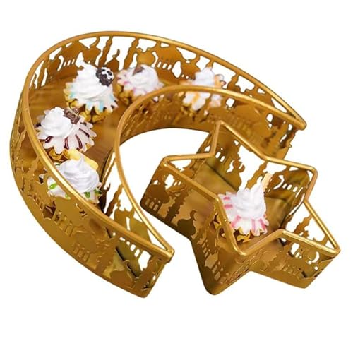 FACAIIO Metall Eisen Mond Form Deko Tablett 20,5 x 26,5 cm Gold für Esstisch Obstdisplay und Heimdekoration von FACAIIO