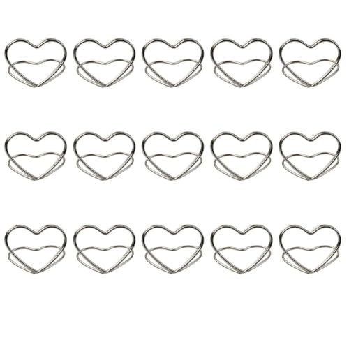 FACAIIO Tischnummernständer in Herzform, Metall, Clip, Foto-Display für Hochzeit, Party, Tischdekoration, Gold, Rotgold, Silber, 15 Stück von FACAIIO