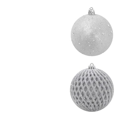 FACAIIO Weihnachtsbaumschmuck Set mit 12 Stück, 8 cm Pailletten bemalte Kunststoffkugeln, festliche hängende Dekorationen für Urlaub, Hochzeit, Party, Haus und Garten Dekor von FACAIIO