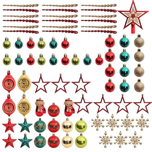 FACAIIO Weihnachtskugel-Ornament-Set, 78/108 Stück, bruchsichere hängende Kugeln für Weihnachtsbaum und festliche Heimdekorationen von FACAIIO