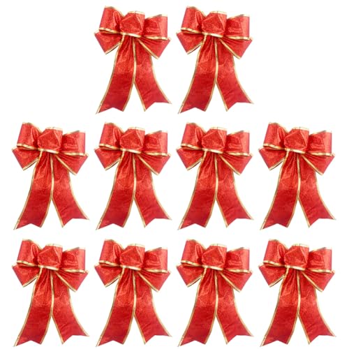 FACAIIO Weihnachtsschleife, Knoten, Ornamente, 10 Stück, Biberschleifen für Baum, Kranz, Tür, Veranda, Kamin und Party-Dekorationen FACAIIO Weihnachtsschleife, Knoten, Ornamente, 10 Stück, Biberschleifen für Baum, Kranz, Tür, Veranda, Kamin und Party-Dekorationen von FACAIIO