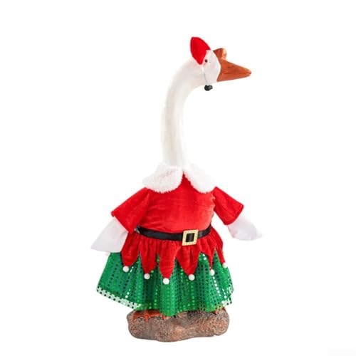 Festliches Weihnachtsmann-Gans-Outfit für 58,4 cm Veranda-Gans-Statue mit rotem Fleece-Material und Fliege Hut für den Urlaub (EZ012) von FACAIIO
