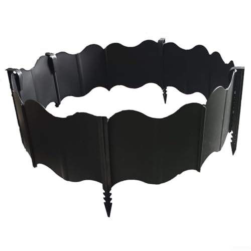 Garteneinfassung für Rasen und Beeteinfassungen mit bruchfestem PP-Material und modularem Design (20 schwarz + 10 Nägel) von FACAIIO