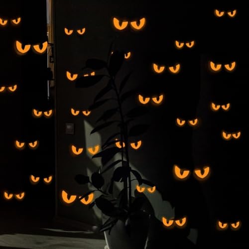 Halloween-Wandaufkleber, leuchtet im Dunkeln, mit 54 Paar bösen Blicken, um gruselige Nachteffekte zu erzeugen (rot) von FACAIIO