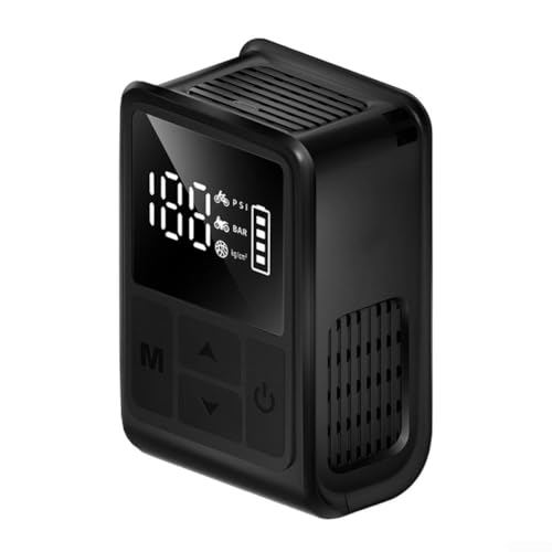 Kompakte elektrische Fahrradpumpe mit Hochdruck-Digitalanzeige und voreingestellter Aufblasfunktion für Motorrad- und Sportgerätereifen (schwarz) von FACAIIO