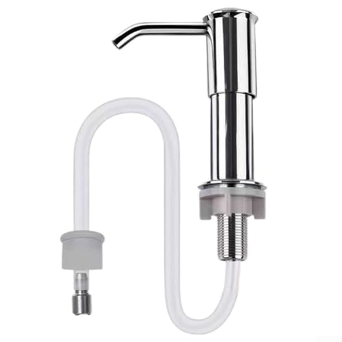 Küchenseifenspender mit 100 cm Silikonschlauch für flexiblen Einsatz und schnelle Dosierung (Silber) von FACAIIO