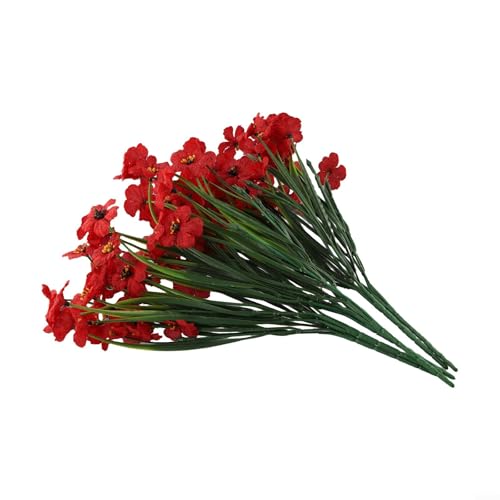 Künstliche Blumen, 6 Blumensträuße für den Außenbereich, dekorative Verwendung, künstliche violette Blumen für Zuhause, Garten, Hochzeit und Restaurant, Display (rot) von FACAIIO