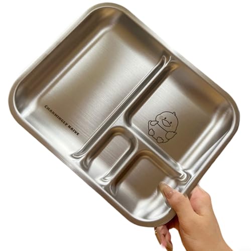 Leicht zu reinigendes Edelstahl-Tablett mit separaten Abschnitten, perfekt für das Mittagessen zu Hause oder (Ente) von FACAIIO