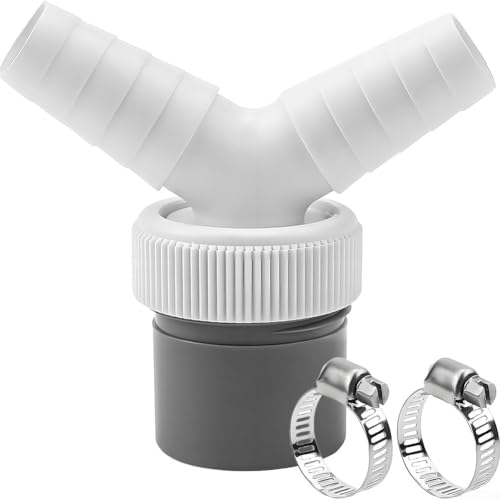 PVC-Y-Schlauchadapter mit 40 mm Ablaufgarnitur für Spülmaschinen- und Waschmaschinen-Abflüsse mit Anti-Rutsch-Rippen und Klemmen-Set von FACAIIO