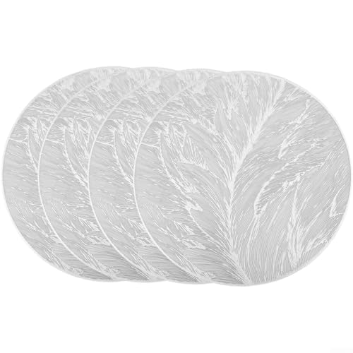 Runde Platzsets Set mit 4 hitzebeständigen PVC-Matten für Ihr Esszimmer oder Couchtisch Dekor (Silber) von FACAIIO