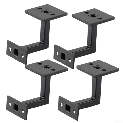 Schwarz Handlaufhalterungen 4er Set Edelstahl Handlaufhalterungen Geländer Halterungen Schwenkdesign 304 Edelstahl Handlaufhalterungen für Treppengeländer Handlauf (4 Stück) von FACAIIO
