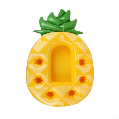 Schwimmendes Tablett für Poolgetränke, aufblasbar, für Schwimmbad, Party-Zubehör mit Becherschlitzen (Ananas) von FACAIIO