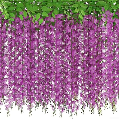Set mit zwei lebensechten Glyzinienreben (60 cm) für eine Atmosphäre bei Ihren Veranstaltungen (violett-rot) von FACAIIO