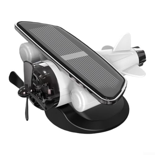 Solarbetriebene Armaturenbrett-Dekoration mit 360 Grad kontinuierlicher Drehung, Flugzeugmodell (weiß) von FACAIIO