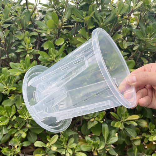 Transparente Orchideentöpfe aus Kunststoff mit Tabletts für einfache Reinigung und Wartung (14 cm) von FACAIIO