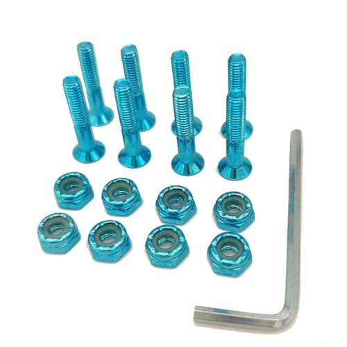 Umfassendes Skateboard-Hardware-Paket, 8 x Schrauben und Muttern plus Schraubenschlüssel in einem praktischen Set (blau) von FACAIIO