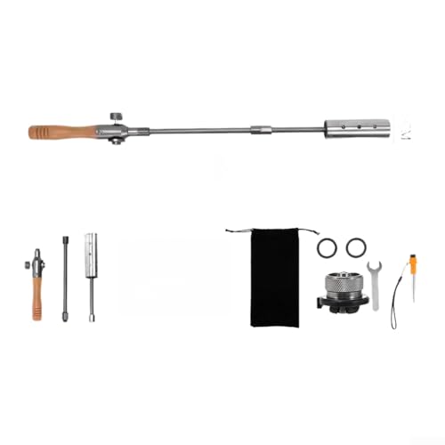 Verstellbarer faltbarer Grillbrenner, Holzkohle-Starter für den Außenbereich, Metall- und Edelstahl-Konstruktion, hohe BTU-Ausgabe für effiziente Grillzündung (dreistufig – silberfarben) von FACAIIO