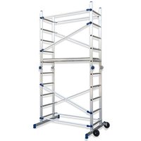 Alu Gelenkgerüst, HxBxT 310x155x112cm klappbar, auch als Arbeitsplattform, Leiter, Stehleitern verwendbar, 2 Rollen, max. Arbeitshöhe 3,78m, tüv gs von FACAL