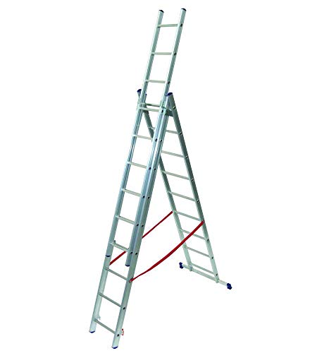Facal ausziehbare Leiter aus Aluminium, 3 Segmente zu je 9 Stufen, hergestellt in Italien von FACAL