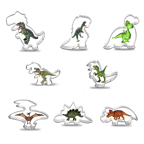 Dinosaurier Ausstecher Set 8 Stück - Tyrannosaurus Rex, Flugsaurier, Triceratops, Velociraptor, Stegosaurus, Spinosaurus, Brachiosaurus für DIY Fondant Teig Zucker Gebäck Kuchen Dekoration Dinosaurier Ausstecher Set 8 Stück - Tyrannosaurus Rex, Flugsaurier, Triceratops, Velociraptor, Stegosaurus, Spinosaurus, Brachiosaurus für DIY Fondant Teig Zucker Gebäck Kuchen Dekoration von FACATH