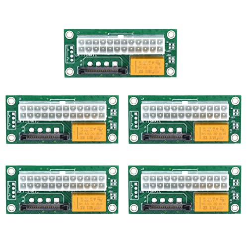 FACDEM Dual PSU Netzteil PC Block Synchronisator ADD2PSU ATX 24Pin auf 4Pin Molex Stecker Riser Miner Mining Adapter (5 Stück grün sata) von FACDEM