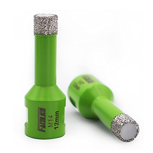 FACHLICH Diamant-Bohrkronen 2 Stücke 12mm Vakuumgelötet Trockene nasse Lochsäge M14 Gewinde Pro Porzellan,Fliese,Granit,Marmor,Beton,Mauerwerk,Ziegel von FACHLICH