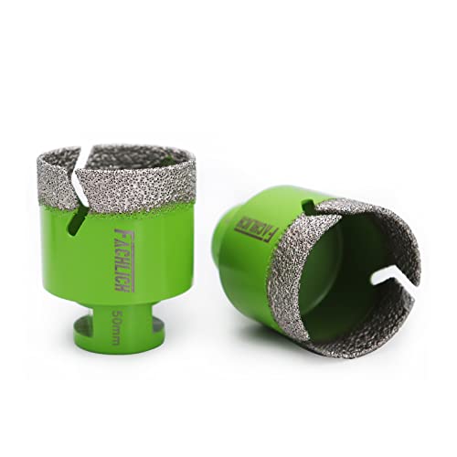 FACHLICH Diamant-Bohrkronen 2 Stücke 50mm Vakuumgelötet Trockene nasse Lochsäge M14 Gewinde Pro Porzellan,Fliese,Granit,Marmor,Beton,Mauerwerk,Ziegel von FACHLICH