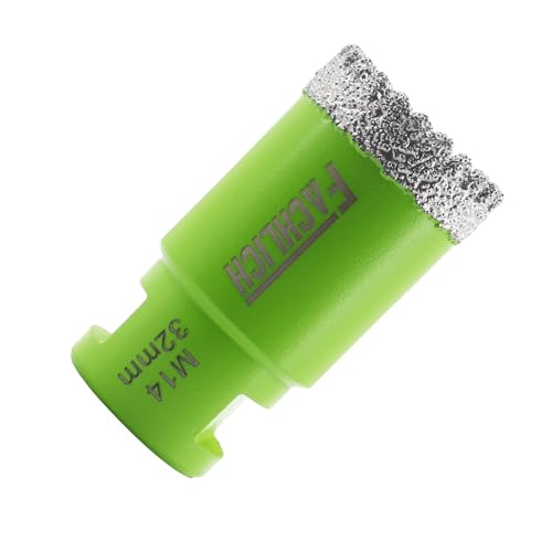 FACHLICH Fliesen Diamantbohrer 32mm M14 Gewinde Diamant-Bohrkrone Lochsäge Fliesen für Porzellan Fliese Keramik Granit Marmor Trockenbohren von FACHLICH