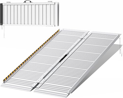 FACHNUO Klappbare Rollstuhlrampe 122CM Schwellenrampe, 362KG Traglast, rutschfeste Extrabreite 74CM - Tragbare Aluminiumrampe für Treppen, Stufen, Türen, Eingänge FACHNUO Klappbare Rollstuhlrampe 122CM Schwellenrampe, 362KG Traglast, rutschfeste Extrabreite 74CM - Tragbare Aluminiumrampe für Treppen, Stufen, Türen, Eingänge von FACHNUO TOOL