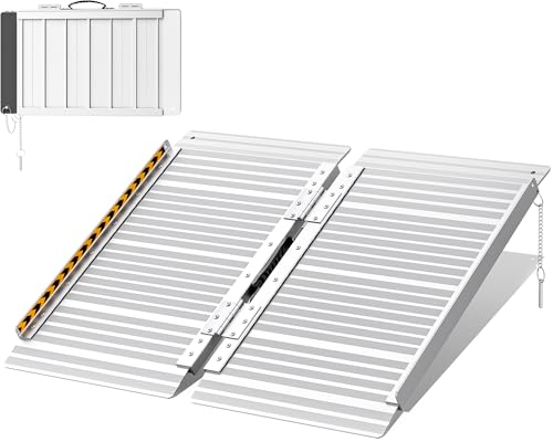 FACHNUO Klappbare Rollstuhlrampe 61CM Schwellenrampe, 362KG Traglast, rutschfeste Extrabreite 74CM - Tragbare Aluminiumrampe für Treppen, Stufen, Türen, Eingänge FACHNUO Klappbare Rollstuhlrampe 61CM Schwellenrampe, 362KG Traglast, rutschfeste Extrabreite 74CM - Tragbare Aluminiumrampe für Treppen, Stufen, Türen, Eingänge von FACHNUO TOOL