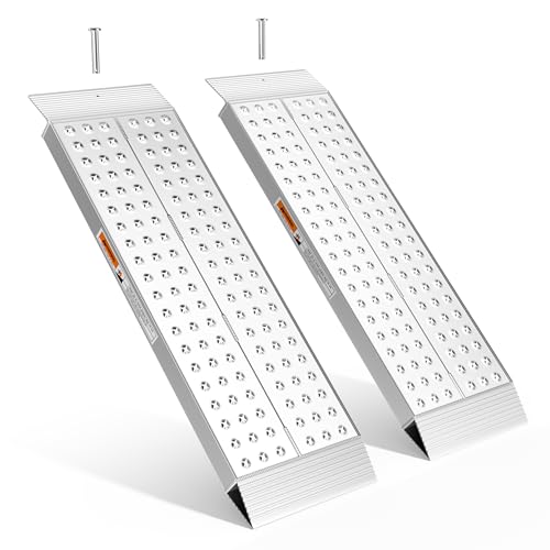 FACHNUO Stabile Aluminium-Rampen 100x30 cm | Laderampe, 680 kg Tragfähigkeit, rutschfest für Schuppen/Rasenmäher | Für Schneefräsen, Motorräder, Crossbikes & ATVs | 2er-Set, Silber FACHNUO Stabile Aluminium-Rampen 100x30 cm | Laderampe, 680 kg Tragfähigkeit, rutschfest für Schuppen/Rasenmäher | Für Schneefräsen, Motorräder, Crossbikes & ATVs | 2er-Set, Silber von FACHNUO TOOL