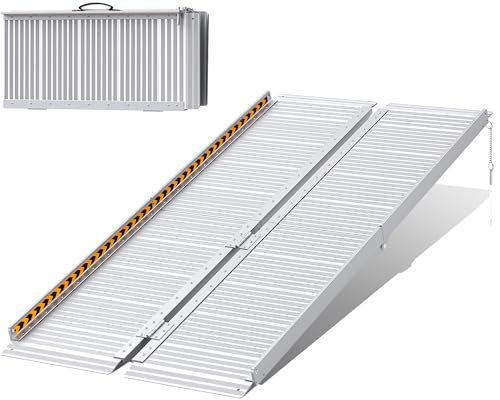 FACHNUO Klappbare Rollstuhlrampe 152,5CM Schwellenrampe, 362KG Traglast, rutschfeste Extrabreite 74CM Tragbare Aluminiumrampe für Treppen, Stufen, Türen, Eingänge FACHNUO Klappbare Rollstuhlrampe 152,5CM Schwellenrampe, 362KG Traglast, rutschfeste Extrabreite 74CM Tragbare Aluminiumrampe für Treppen, Stufen, Türen, Eingänge von FACHNUO TOOL